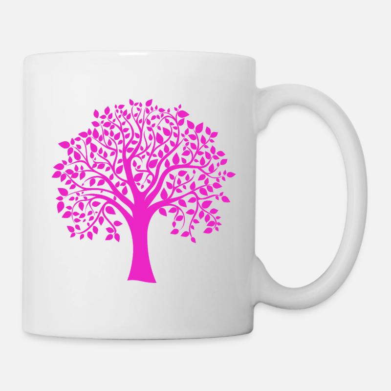 Rosa Jumbo-Baum-Muster-Silhouette - Tasse - Weiß