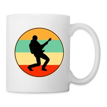Guitariste rétro, star du rock au coucher de soleil, silhouette - Mug blanc - blanc - Droite