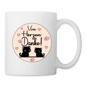 Valentinstag Katze - Von Herzen Danke - Tasse - Weiß - Rechts