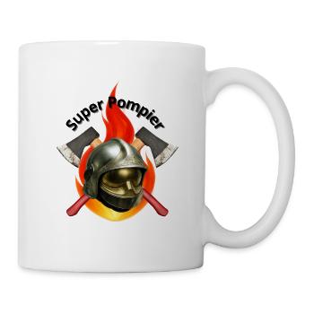 Ein brennender Feuerwehrhelm und Äxte - Tasse - Weiß - Rechts