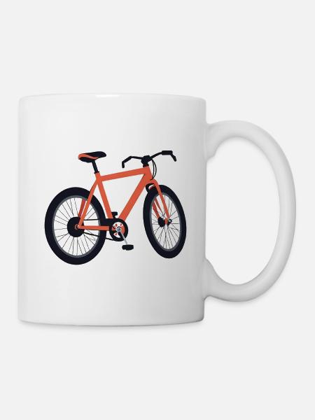 Orangenes Fahrraddesign - Tasse - Weiß