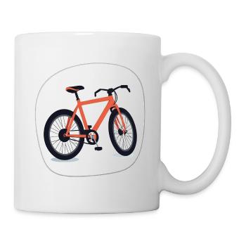 Orangenes Fahrraddesign - Tasse - Weiß - Rechts