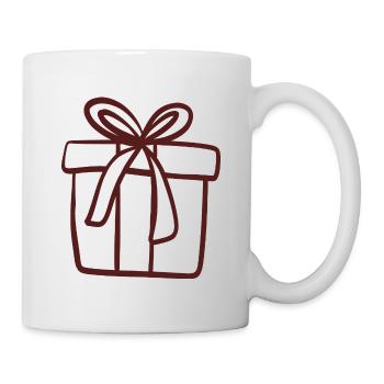 Geschenkbox-Linienzeichnung - Tasse - Weiß - Rechts