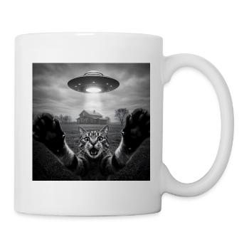Funny UFO Space Cat Alien Design - Mug - white - Right