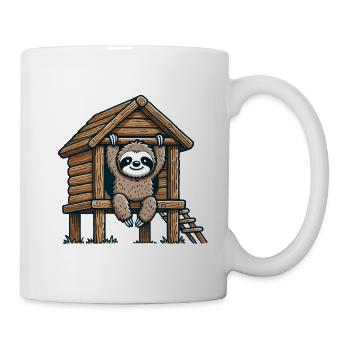 Faultier im Baumhaus Illustration - Tasse - Weiß - Rechts