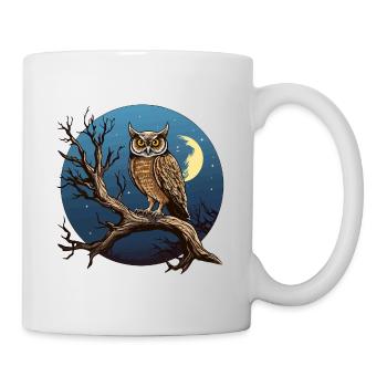 Nachtmond-Eule im Rundkreis - Tasse - Weiß - Rechts