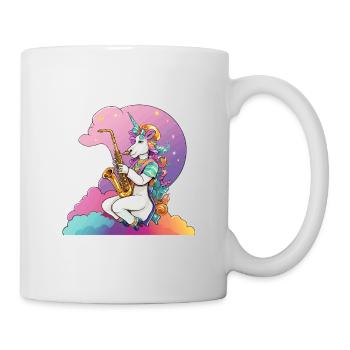 Saxophon Unicorn im Regenbogen - Tasse - Weiß - Rechts