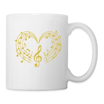 NEW -- Love In Every Note – Golden Musical Heart.  - Mug - white - Right