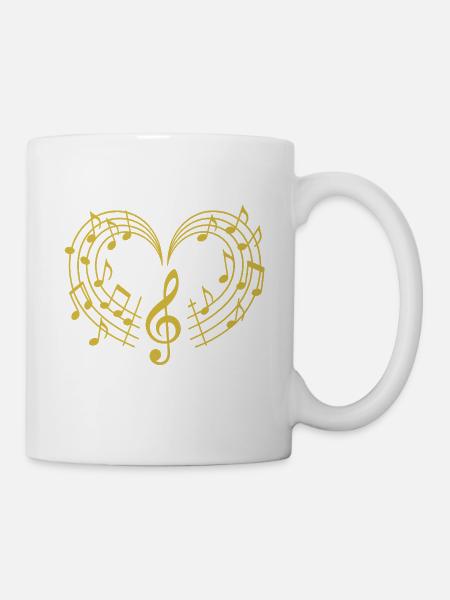 NEW -- Love In Every Note – Golden Musical Heart.  - Mug - white