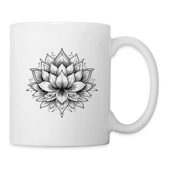 Symmetrische und beruhigende Lotus-Mandala - Tasse - Weiß - Rechts