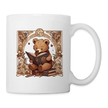 Lesender Bär – Süßes Design für Bücherliebhaber - Tasse - Weiß - Rechts