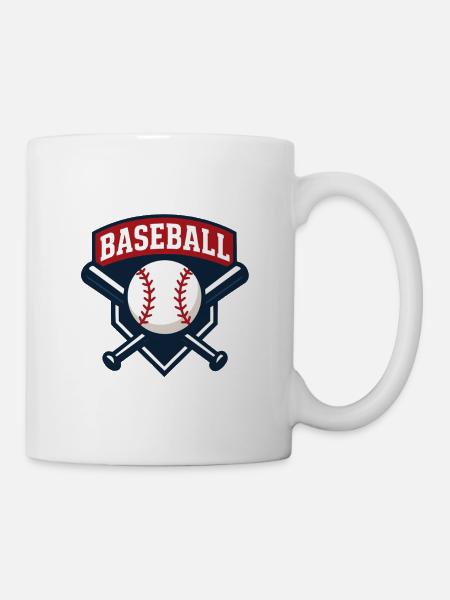 Baseball Emblem Schild mit Ball - Tasse - Weiß