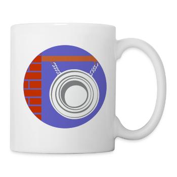 51169_Friseur Kreispendant vor Backsteinwand - Tasse - Weiß - Rechts