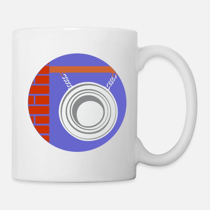 51169_Friseur pendant circulaire devant un mur de briques - Mug blanc - blanc