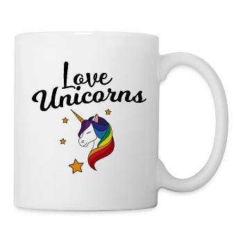 Regenbogen Einhorn Sternenzauber - Tasse - Weiß - Rechts