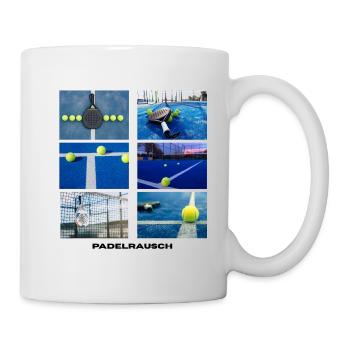 Neon Tennis-Paddle auf blauem Court - Tasse - Weiß - Rechts