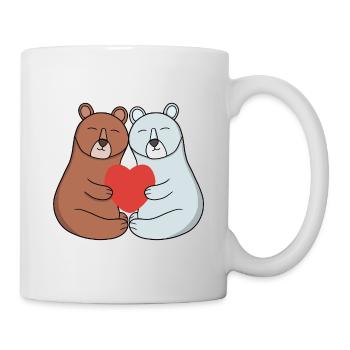 Adorable couple d’ours câlinés avec le cœur - Mug blanc - blanc - Droite