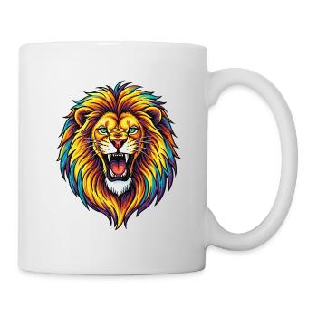 Explosion de Lion Arc-en-ciel Néon - Mug blanc - blanc - Droite
