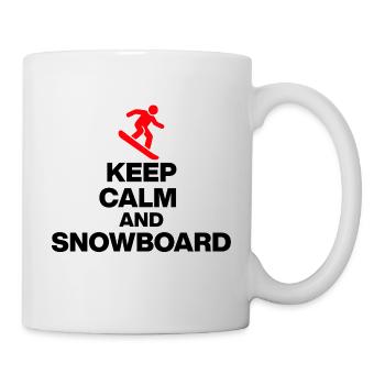 RESTE CALME ET FAIS DU SNOWBOARD ! PLAISIR SUR LES PISTES ET PLAISIR EN CABANE - Mug blanc - blanc - Droite