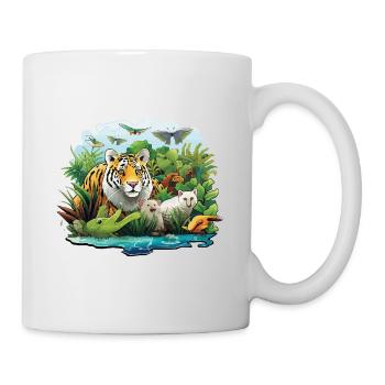 Tiger im Dschungel Tierwelt Illustration - Tasse - Weiß - Rechts