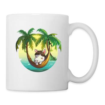 Rêve de l’île au hamac de cocotiers - Mug blanc - blanc - Droite