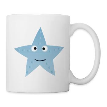 Kawaii Blauer Stern mit Gesicht - Tasse - Weiß - Rechts