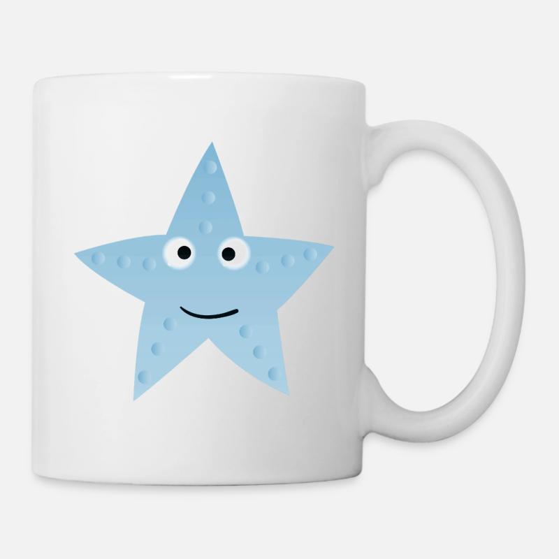 Kawaii Blue Star with Face - Mug - white