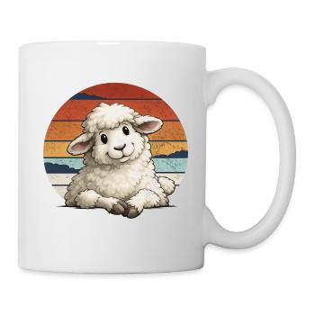 Lamb in vintage striped sky - Mug - white - Right