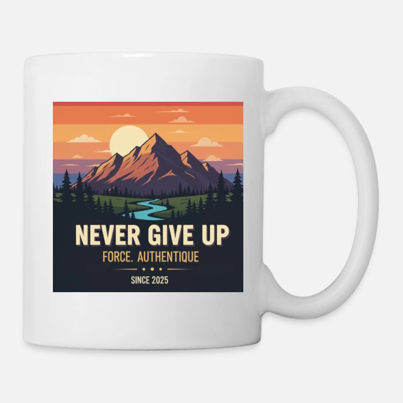 never give up - Mug - white