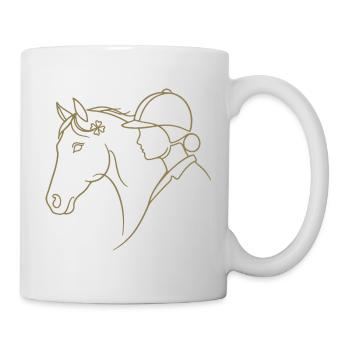 Minimalistische Silhouette Reiterin Pferd Dressur  - Tasse - Weiß - Rechts
