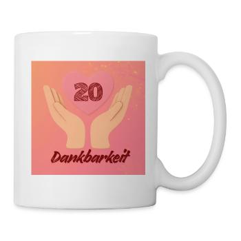 Zwanzig Jahre Dankbarkeit Herz - Tasse - Weiß - Rechts