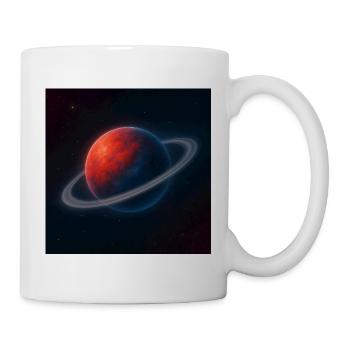 Planète rougebleu aux anneaux - Mug blanc - blanc - Droite