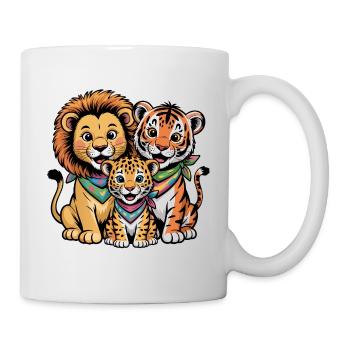 Süße Löwe Tiger Leopard Freunde - Tasse - Weiß - Rechts