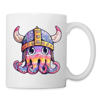 Viking Tentacle Helmet Colored Design - Mug - white - Right