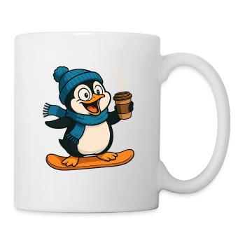 Snow Penguin with Coffee and Scarf - Mug - white - Right