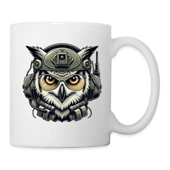 Taktische Eule mit Helm - Tasse - Weiß - Rechts