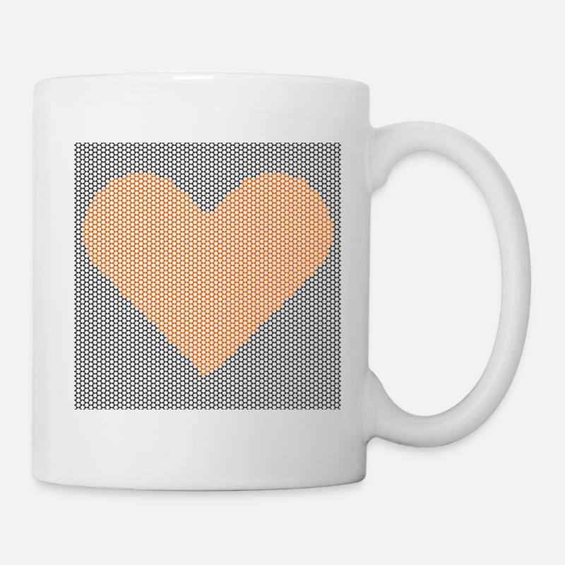 Pointillist Heart Mosaic, hinter Graphen-Stäben - Tasse - Weiß