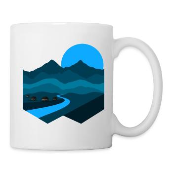 Berglied | Blue Moonlight Minimalistische Wohnung - Tasse - Weiß - Rechts