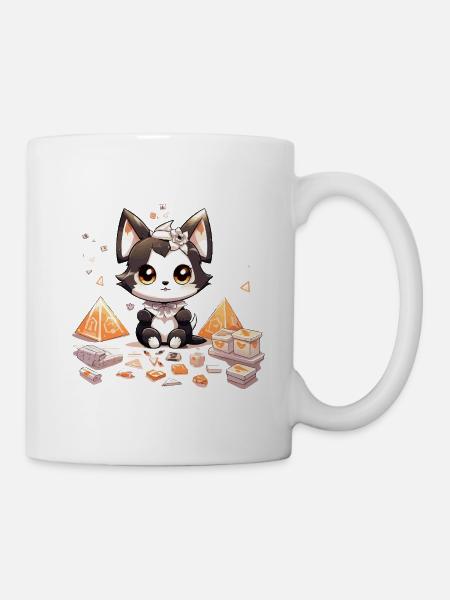 Chibi-Hundewelpe Diamantenschatz - Tasse - Weiß