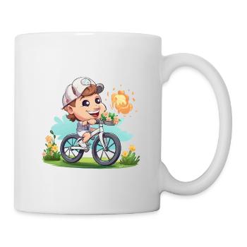 Blossom Wheel Adventure: Child on Bicycle - Mug - white - Right