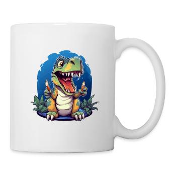 Dino Candle Hero – Cartoon T-Rex Fire Moments - Mug - white - Right