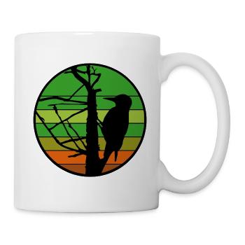 Woodpecker silhouette at sunset - Mug - white - Right