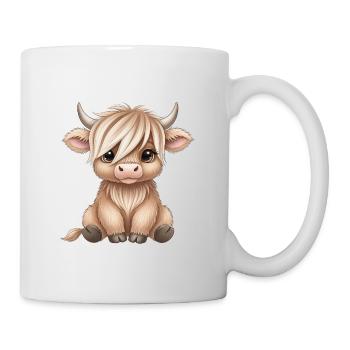 Kuhbaby mit Langhaar Cartoon - Tasse - Weiß - Rechts