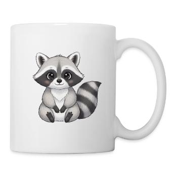 Kleiner Waschbär mit großen Augen - Tasse - Weiß - Rechts