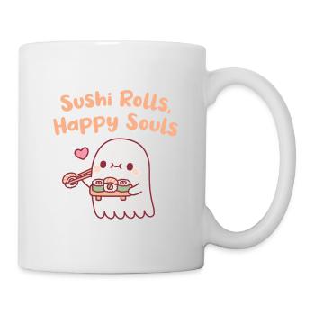 Cute Ghost Sushi Rolls Happy Souls Funny - Mug - white - Right