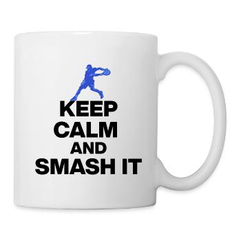 KEEP CALM AND SMASH IT, PADEL POWER SPORT. Schwarz - Tasse - Weiß - Rechts