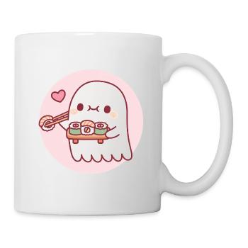Cute Little Ghost Loves Sushi Rolls - Mug - white - Right