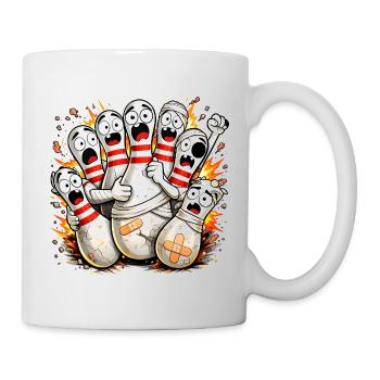 Des quilles de bowling drôles avec peur de la balle - Mug blanc - blanc - Droite