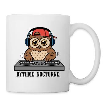 Hibou DJ Casquette Rouge - Mug blanc - blanc - Droite