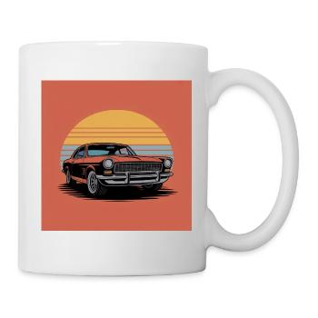 Retro Sunset Car Illustration - Mug - white - Right